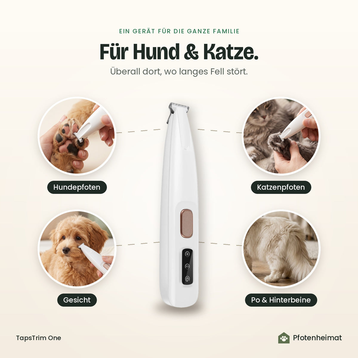 Für Hund und Katze: Hundepfoten, Katzenpfoten, Gesicht, Po